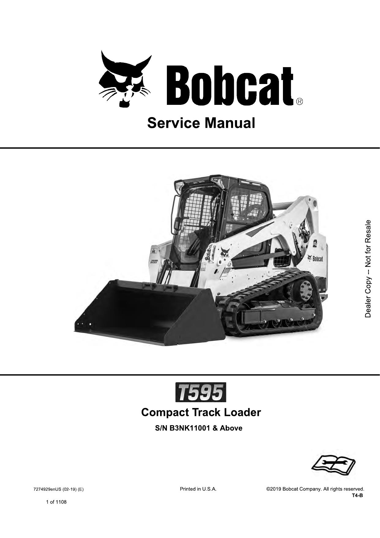 T595 Compact Track Loader Service Manual Bobcat